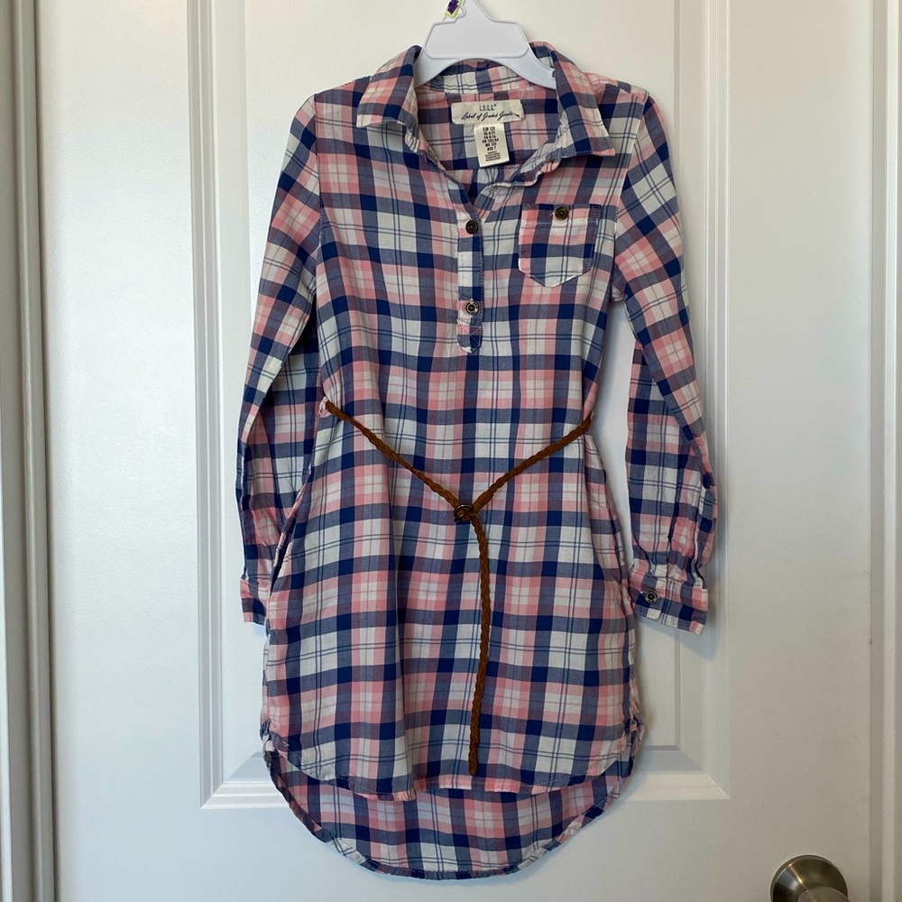 L.O.G.G Plaid Belted Tunic Dress | Girls US 6-7Y
